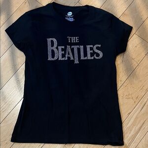 The Beatles Black Rhinestone Short Sleeve Tee